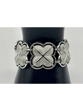 Vintage Coro Pegasus Chunky Puffed Panel Bracelet Textured Silver-Tone Signed 7"
